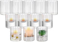Glasseam Glass Hurricane Candle Holder: Ribbed Cylinder Candle Holders Set of 12 Clear Pillar Candle Holders for Table Centerpiece Modern Floating Candle Vases for Decor Wedding ChristmasParty 3.94’’