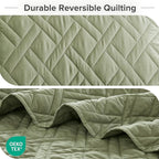 Comfort Spaces Twin Quilt Set Modern Reversible Diamond Coverlet Twin Bedding Set Cozy Quilted Winter Layer, All Season Lightweight Soft Twin Size Quilt, Kienna, Twin/Twin XL Olive Green 2 Piece