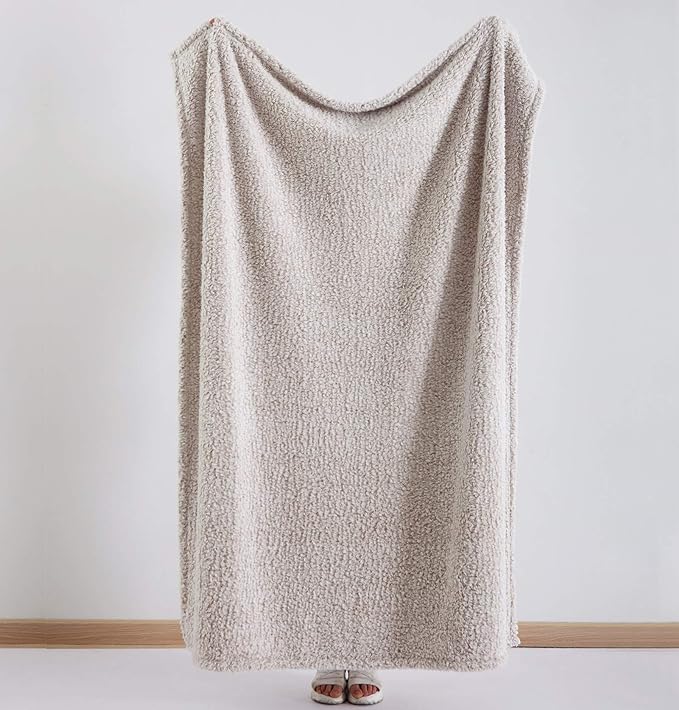Ultra Soft Cozy Sherpa Throw Blanket, 2 Tones Ombre Light Brown Pattern Reversible, Light Weight Warm Decorative Boho Style Throw Blanket Cover for Sofa, Couch, Bedroom,Travel, 60”x80”