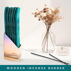 Hosley Set of 6 Wooden Incense Burner Green 10" Long Ideal Gift for Wedding, Aromatherapy, Zen, Spa, Reiki, Meditation