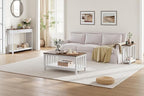 ChooChoo Farmhouse End Tables Set of 2, Narrow Side Tables for Small Spaces, Night Stands with Storage Shelf for Living Room and Bedroom, White and Brown