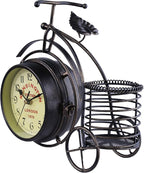 Berry President Antique Crafts Retro Vintage Style Bicycle Desk & Shelf Clock Modern Home Office Decoration Tabletop Display Ornament (Dark Brown)