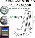 AMT 2 Pack 8 Inch Plate Stands for Display - Holder Stand + Acrylic Frame Holder Picture, Decorative Plate, Book, Photo Easel