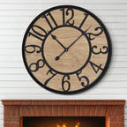 Maxstar Wall Clock for Living Room,Silent Rustic Farmhouse with Arabic Numeral, Battery Operated Wall Clocks Decorative for Bedroom Office Home Decor 16inch Black