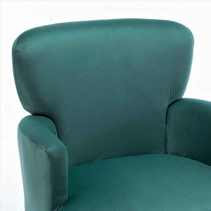 Trendy Velvet Accent Chair with Gold Metal Legs, Upholstered Armchair for Small to Mid-Size Spaces, Modern Living Room, Bedroom, Vanity Desk and Entryway, Mint Green