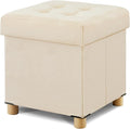BRIAN & DANY Ottoman with Storage, Square Small Storage Ottoman Foot Rest with Legs, Ottomans Foot Stool for Dorm, Living Room, Entryway (Beige) 14.8" x 14.8" x 16"