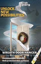 Menz Wreath Door Hanger - Adjustable Wreath Hanger for Front Door as Non-Scratch Decoration Holder for Christmas, Easter and Halloween, Decoration Hook for Christmas swags Outdoor, White