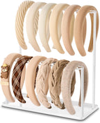 pickpiff Headband Holder Organizer Metal 2-Tier with Tray: Hair Accessories Display Stand Storage, Purse Charms Key Rings Rack Necklace Stand Home Bedroom for Girls Women, White