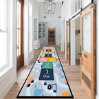 Hopscotch Game Long Hallway Rug Runners, 2x8ft, Cartoon City Car Road Bedroom Carpet, Shed Resistant Low Pile Carpets, Machine Washable Soft Non Slip Rugs for Nursery Dorm Family