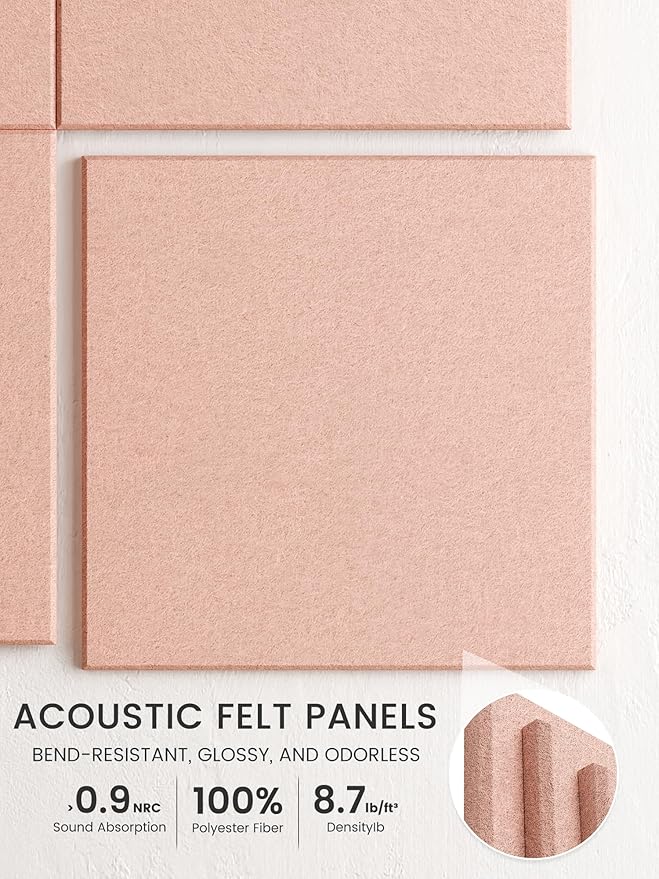 Bumusty Large Cork Board 36" x 24" Alternative - 6 Pack Felt Wall Tiles with 40 Safe Removable Adhesive Tabs, 30 Pushpins, Cork Boards for Walls Pin Board Bulletin Board Office Decor (Pink)