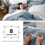 Bedsure Grayish Blue Duvet Covers Queen Size - Washed Duvet Cover, Soft Queen Duvet Cover Set 3 Pieces with Zipper Closure, 1 Duvet Cover 90x90 inches and 2 Pillow Shams