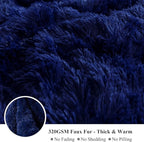 XeGe Plush Shaggy Duvet Cover Set, Luxury Ultra Soft Crystal Velvet Fluffy Bedding Sets 3 Pieces(1 Furry Faux Fur Comforter Cover + 2 Fuzzy Faux Fur Pillowcases), Zipper Closure(Queen, Navy Blue)
