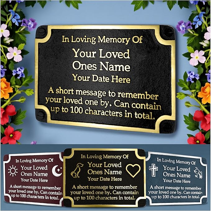 The Metal Foundry Personalised Memorial Cross Metal Plaque For Memory Of A Loved One, Mother, Father Or Grandparents. Wall Mounted As Garden Stones Statue Gift Alternative Idea Handmade In Brass