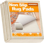 Songrey Non-Slip Rug Pad 8x10 FT, Extra Thick Carpet Pads for Hard Surfaces, Prevents Sliding and Secures Rugs, Provides Floor Protection with Comfort Cushioning