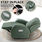 VANSOFY Recliner Chair Covers, 4-Pieces Stretch Recliner Cover Jacquard Soft Reclining Chair Slipcover Furniture Protector with Elastic Bottom for Lazy Boy Recliner(Bean Green)