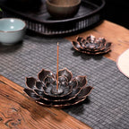 Large Incense Holder for Sticks Anti-Ash Spilling, Brass Lotus Incense Stick Holder and Detachable Ash Catcher