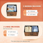 WLIVE Dresser for Bedroom with 5 Drawers, Long Fabric Dresser, Storage Drawer Unit with Fabric Bins for Closet, Hallway, Rustic Brown Wood Grain Print, Size L