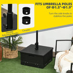 Outsunny 3-in-1 Outdoor Umbrella Base, Coffee End Table, Planter Box with Drain Hole, 175 lbs. Capacity Heavy Duty Fillable Patio Umbrella Stand Table with Wheels and Handles for Deck, Poolside, Black