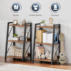 HOOBRO Ladder Shelf, 3-Tier Bookshelf, Corner Bookcase, Freestanding Storage Shelf Display Organizer, for Living Room, Bedroom, Home Office, Kitchen, Rustic Brown and Black BF303CJ01