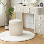 Ottoman with Storage Set of 2, Velvet Round Storage Ottoman, Upholstered Sponge Vanity Stool Support 300lbs, Multifunctional Coffee Table Foot Rest Ottoman for Living Room Bedroom, Beige