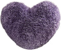 MorroMorn Fluffy Heart Throw Pillows, Shaggy Decorative Pillow for Sofa Couch Bed, Cute Room Decor Decorations for Women Girls Kids (Dark Purple)