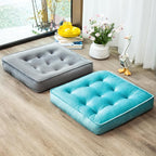 Floor Pillow Set of 2, Memory Foam Meditation Cushion, Floor Cushions for Adults Sitting, Large Square Seat Cushions for Yoga, Couch, Sofa, Kids, Living Room, 22x22 Inch (Blue)