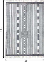 Area Rugs for Living Room 5x8 Kilim Rug Gray & Beige Cotton Dhurrie Striped Thick 0.19 inches Stone Easy Washable Rug Hand Wash Cotton Carpet Flatweave Rug Indoor Outdoor Rugs for Bedroom