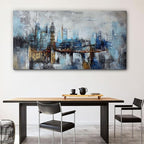 Pogusmavi Large Wall Art for Bedroom Abstract City View Canvas Art Modern Home Decor Gray Blue Buildings Prints for Bedroom Wall Art Office Artwork Wall Decor for Living Room Decor 29x58 inches