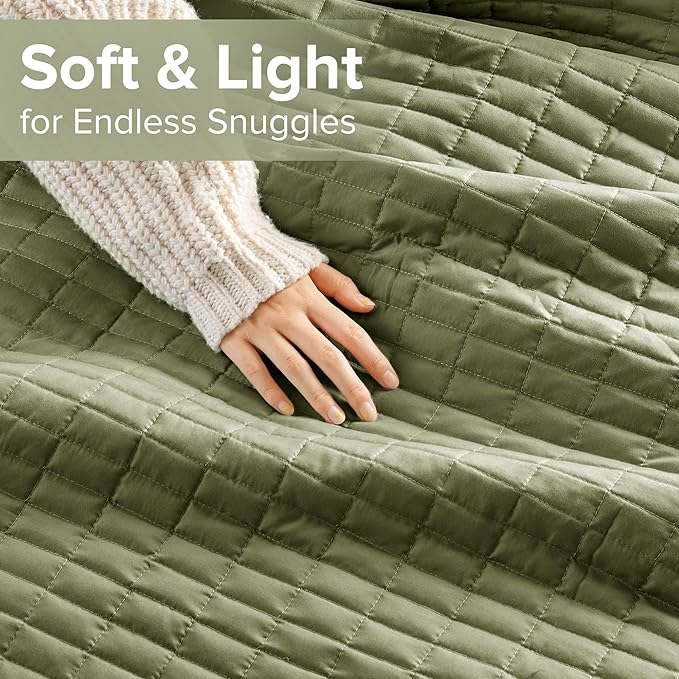 Comfort Spaces King Quilt Set Modern Reversible Plaid Coverlet King Bedding Set Cozy Quilted Winter Layer, All Season Lightweight Soft King Size Quilt, Kienna, Cal King Olive Green 3 Piece
