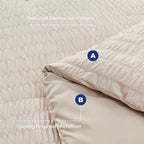 HYMOKEGE Beige King Size Comforter Set Seersucker 7 Pieces, All Season Luxury Bed in a Bag for Bedroom, Bedding Set with Comforters, Sheets, Pillowcases & Shams