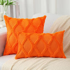 decorUhome Spring Euro Sham Throw Pillow Covers 22x22 Inch Set of 2, Soft Plush Faux Fur Wool Orange Couch Pillow Covers, Decorative Neutral Pillow Cases for Bed Sofa Living Room Home Decor
