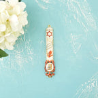 Matashi Hand Painted 5.7" Red and White Dove Mezuzah Embellished with Gold Accents and a Star of David w/Crystals Home Door Wall Decor Present House Blessing Gift for Holiday Festival