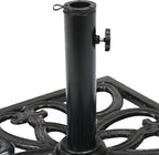 Sunnydaze 52lb Cast Iron Patio Umbrella Base - Heavy-Duty Square Metal Outdoor Market Umbrella Stand for Outside - 22-Inch - Black - Imperial Geometric