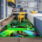 3'x5' Gaming Rug for Boys Room - Colorful 3D Printed Gamer Rug Gaming Decor for Boys Bedroom Green Gaming Area Rug Gaming Room Floor Mat Video Game Area Carpet for Kids Room & Dorm