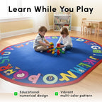 SAFECASTLE Kids Carpet Alphabet Rug 5'4" x 7'8“ Alpha with Attitude Educational ABC Learning Area Rug for Classrooms, Playrooms, Nurseries & Kids’ Bedroom–Durable Nylon Carpet for Toddlers & Children