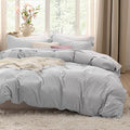 Bedsure Light Grey Duvet Cover Full Size - 3 Pieces Prewashed Extra Soft Cotton-Like Polyester Bedding Set, Includes 1 Duvet Cover 80x90 Inches with Zipper Closure & 2 Pillow Shams, No Comforter