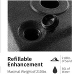 Giantex Fillable Offset Umbrella Base, 210 lbs Umbrella Weighted Stand for Cantilever Umbrella, Filled with Water or Sand, Heavy Duty HDPE Offset Patio Umbrella Base Stand with Wheels for Lawn Garden