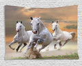 Ambesonne Horses Tapestry, Stallion Horses Running on a Mystic Sky Background Male Champions Print, Wide Wall Hanging for Bedroom Living Room Dorm, 60" X 40", White Orange