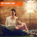 Floor Lamp for Living Room, Modern Standing Lamp for Bedroom with Linen Shade, Black Corner Floor Lamp for Office Kids Room, Bulb Included