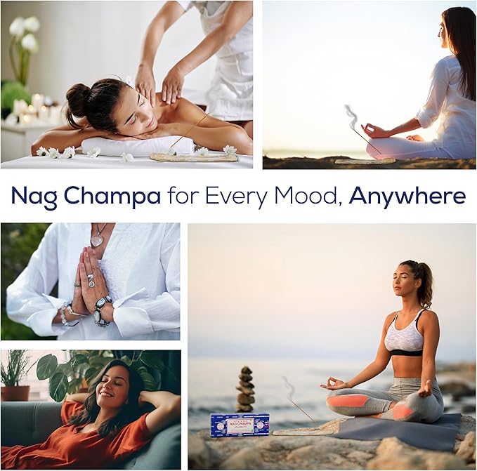 Satya Nag Champa Incense Sticks Bangalore- 250gm Bundle Natural Hand Rolled Non-Toxic Nagchampa BNG Insense Set with Raajsee Insence Stick Holder for Meditation, Yoga, Aromatherapy & Joss Sticks