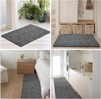 Black and White Bathroom Rugs, Waffle Bath Mat Non Slip Washable Super Absorbent Quick Dry Boho Farmhouse Bathroom Decor, 30"x20" Black and White