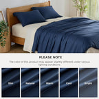 Bedsure 100% Rayon Derived from Bamboo Duvet Cover Queen Size - Lightweight Silky Cooling Comforter Cover Set for Hot Sleepers, Breathable & Moisture-Wicking Bedding Set, Navy