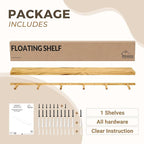 60'' Pine Wood Floating Shelf for Wall - Rustic Wall Mounted Wooden Shelf for Stylish Home Décor, Fireplace Mantel 60inch (Natural, 60x8x2) - 1pcs