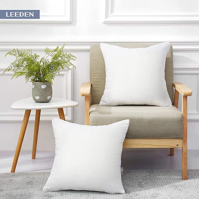 Leeden 24 x 24 Pillow Inserts (Set of 2) - Throw Pillow Inserts with 100% Cotton Cover - 24 Inch Square Decorative Pillows for Sofa, Couch, Bed and Home Decor