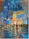 Art Hand-Painted Abstract Landscape Oil Painting Sea Landscape Modern Abstract Art Home Wall Decoration 40x28 Inches