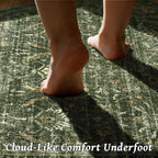 Washable 6x9 Area Rugs for Living Room, Boho Non-Slip Vintage Distress Large Rugs for Bedroom Dining Room Nursery Office, 0.3" Neutral Oriental Throw Thin Carpet, Grass Green/Multi