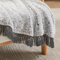 EMME Soft Sherpa Fleece Blanket with Tassel, Reversible Plush Fluffy Large Blanket, Light Weight Warm Decorative Boho Blanket Cover for Sofa, Couch, Bedroom,Travel(Tassel Grey,50"x60")