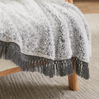 EMME Soft Sherpa Fleece Blanket with Tassel, Reversible Plush Fluffy Large Blanket, Light Weight Warm Decorative Boho Blanket Cover for Sofa, Couch, Bedroom,Travel(Tassel Grey,108"x90")