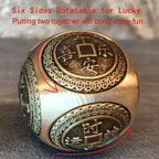 Brass Lucky Ball 6 Sides Rotatable Feng Shui Ornament Wealth Statue Treasure Ball Fengshui Sculpture Chinese Traditional Home Decor (F1 Lucky Ball)