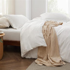 Bedsure Twin Size Duvet Cover with Fitted Sheet - 3 Pieces Prewashed Cotton-Like Extra Soft Bedding Set, Includes 1 Duvet Cover 68x90 Inches with Zipper Closure, 1 Pillow Sham, 1 Fitted Sheet, White